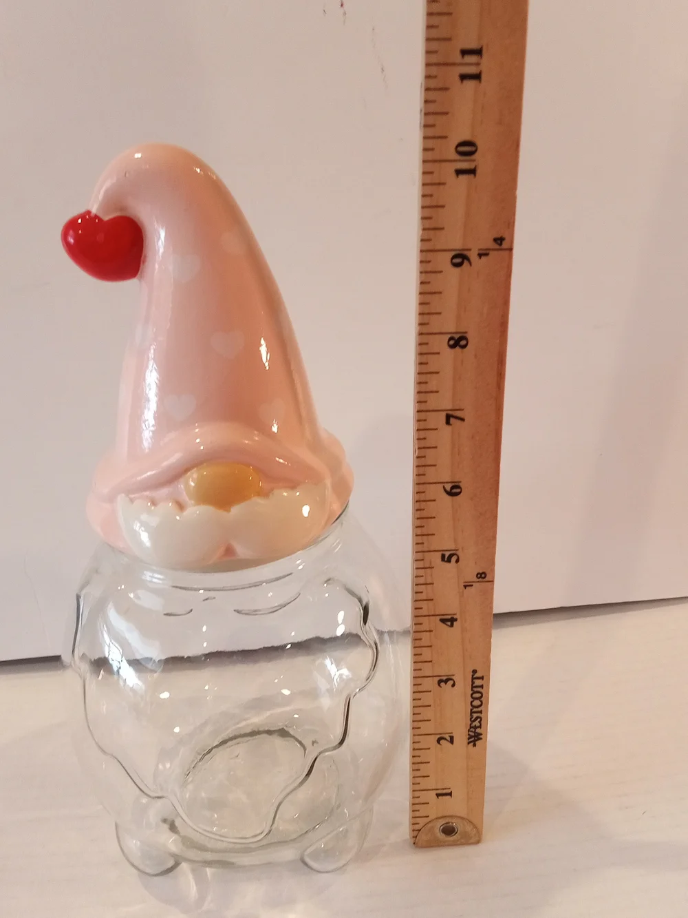 2022 Target Bullseye Pink Heart Gnome Glass Jar with Red Accent Heart